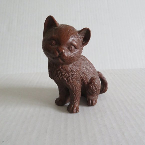 Brown Cat Figurine, 4 1/2" Tall - Picture 2 of 5